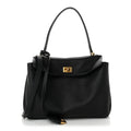 Grained Calfskin Small Rodeo Top Handle Handbag Black