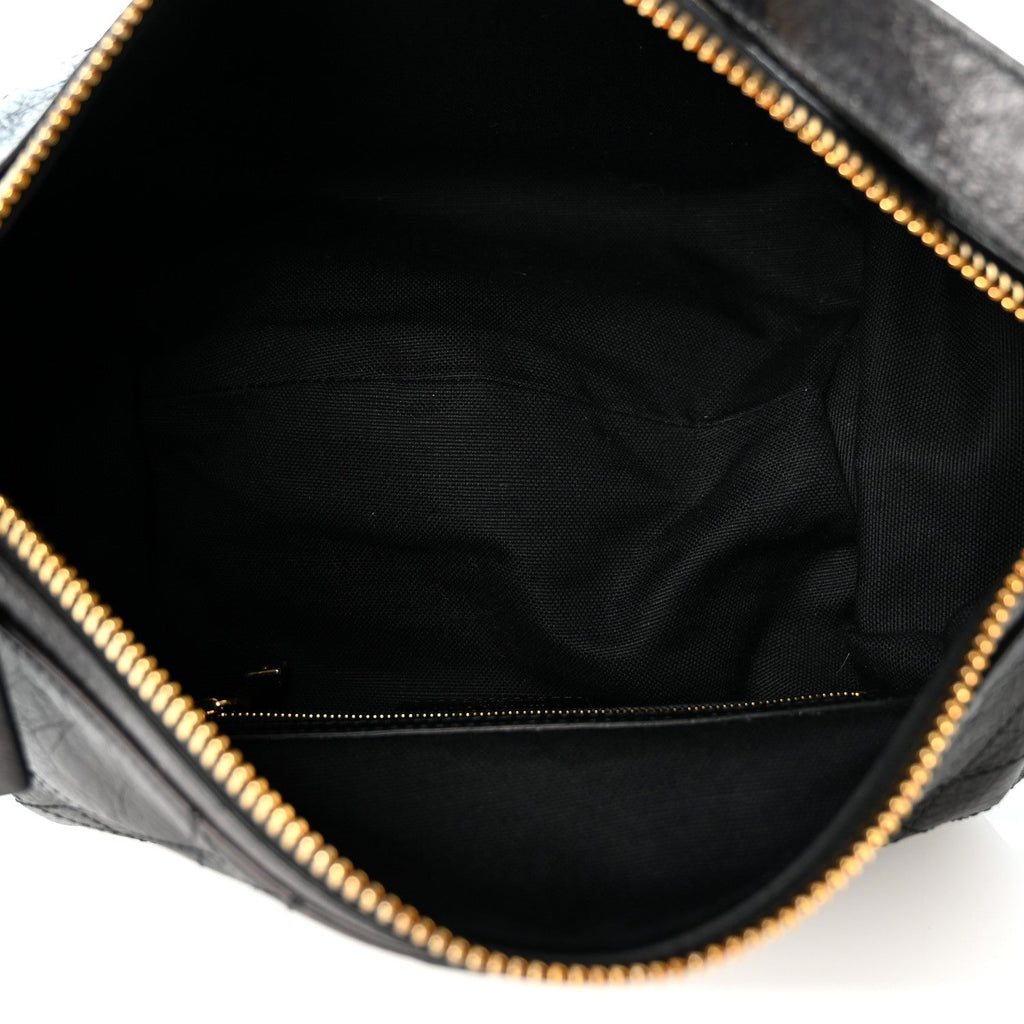 Crinkled Calfskin Macrocannage Small D-Journey Bag Black