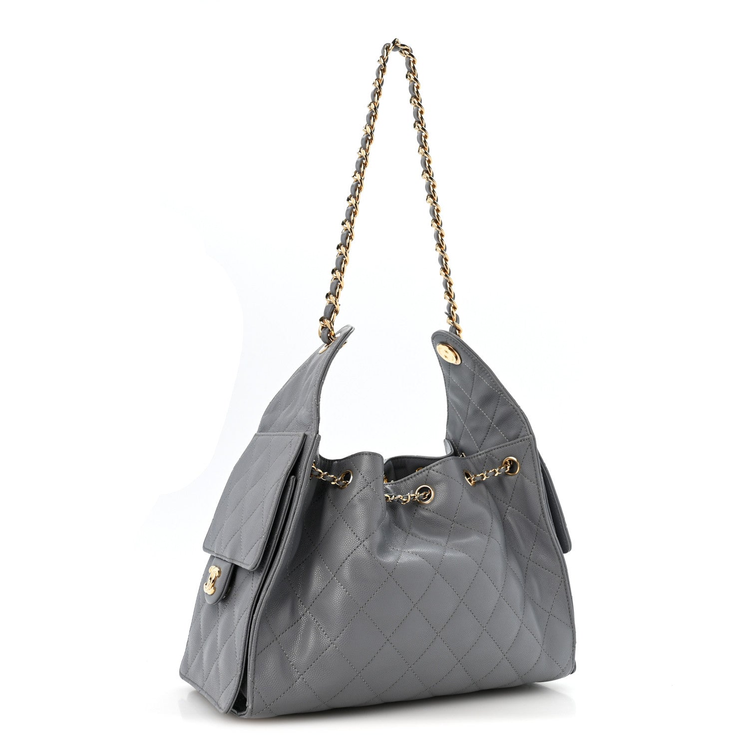 Caviar Quilted Small Chanel 25 Handbag Dark Grey