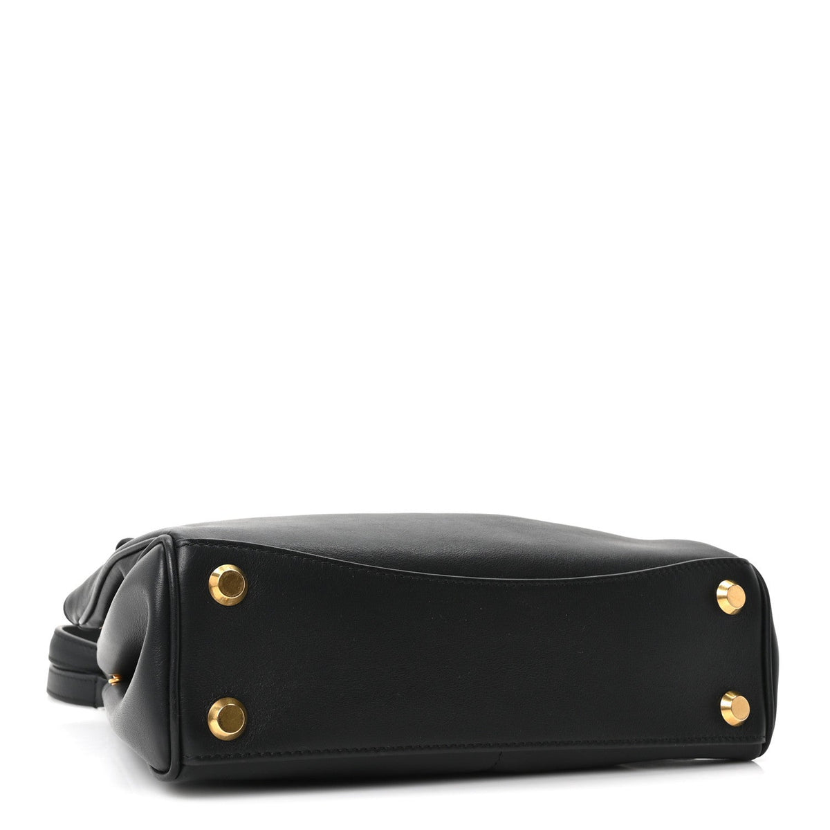 Natural Smooth Calfskin Small Rodeo Top Handle Handbag Black