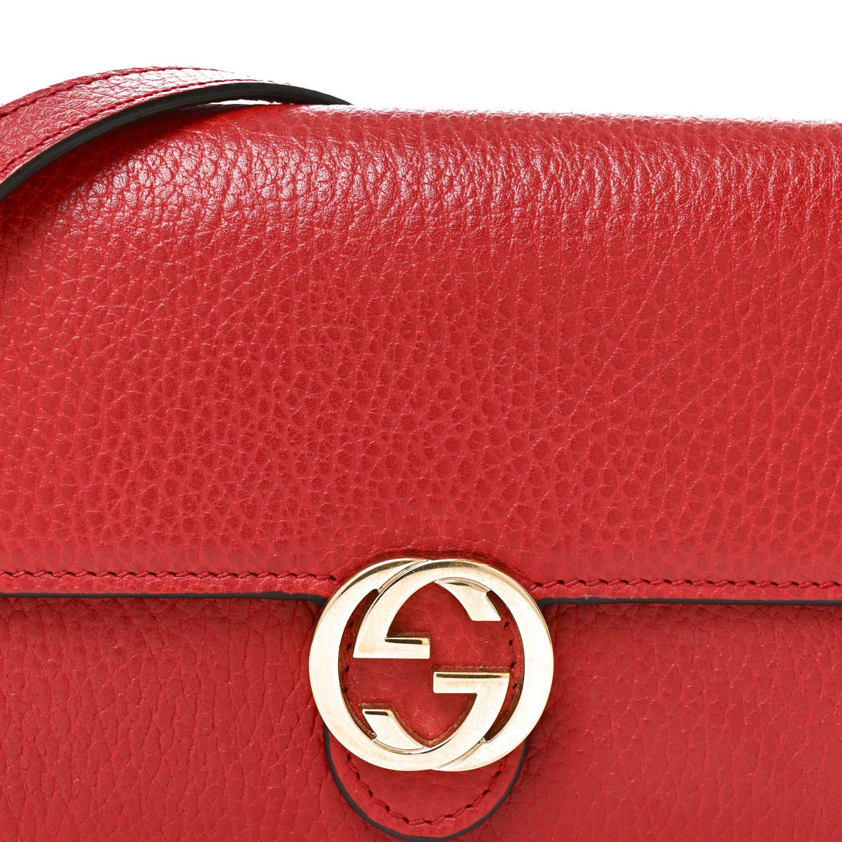 Dollar Calfskin Interlocking G Chain Wallet Red
