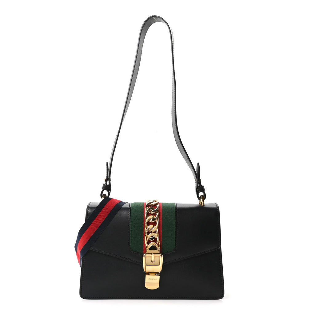 Calfskin Small Sylvie Shoulder Bag Black