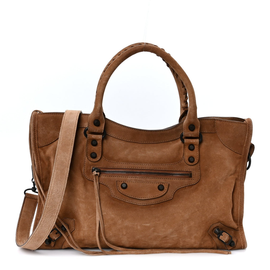 Waxed Suede Calfskin Classic Hardware Medium Le City Camel