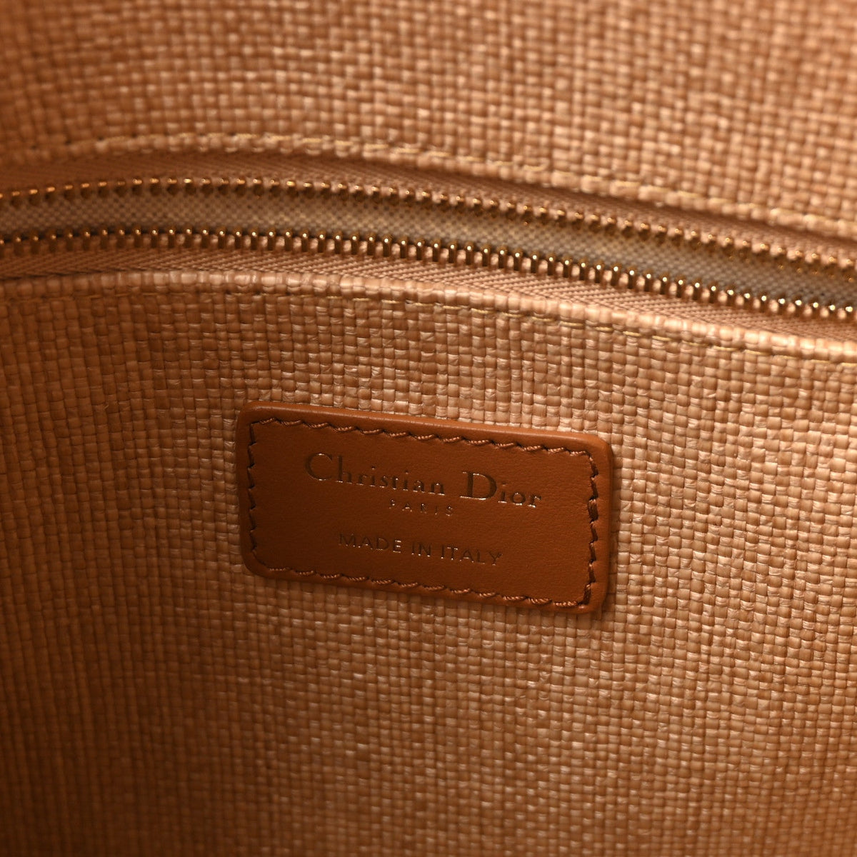 Raffia Macro Cannage Medium Book Tote Natural
