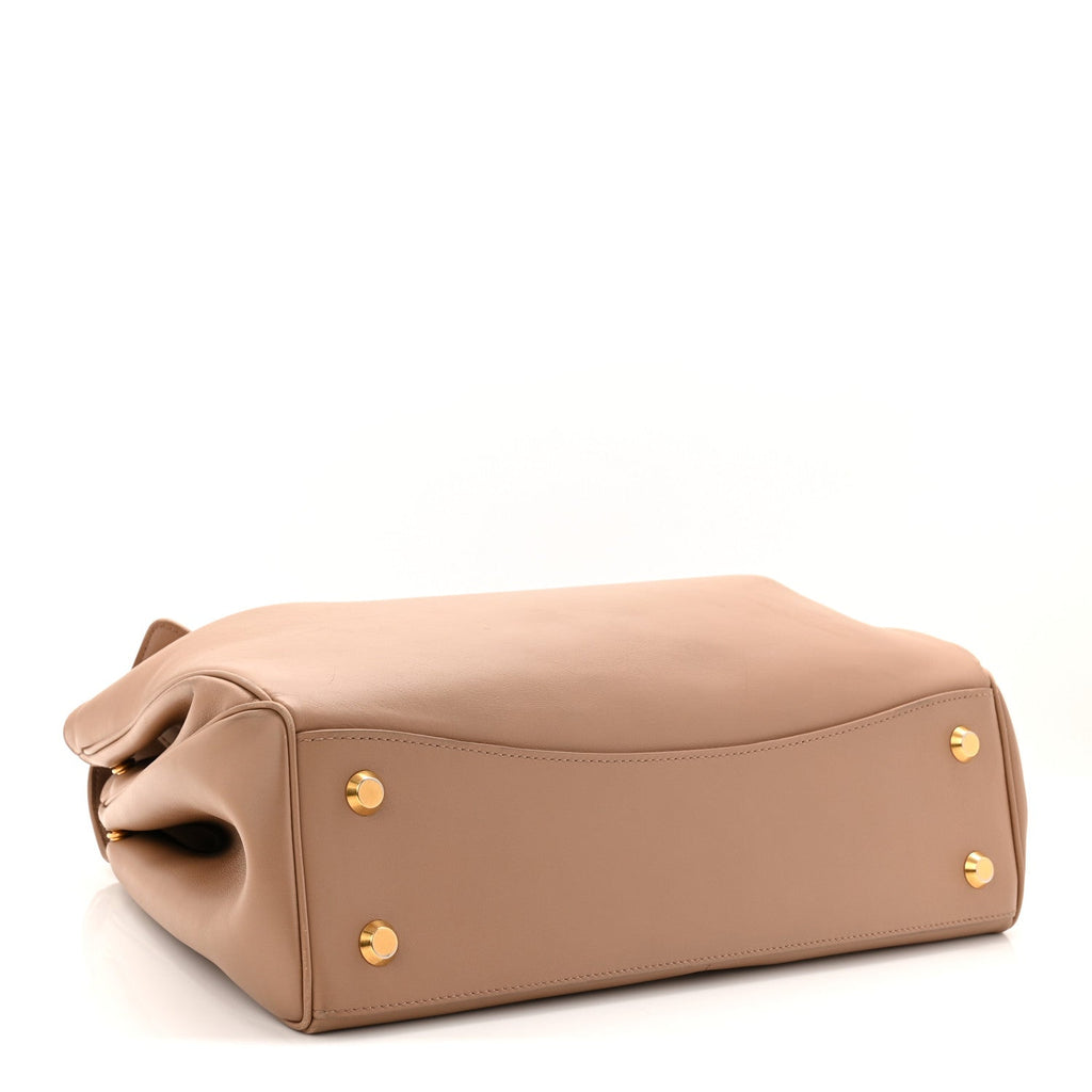 Smooth Calfskin Medium Rodeo Top Handle Handbag Latte