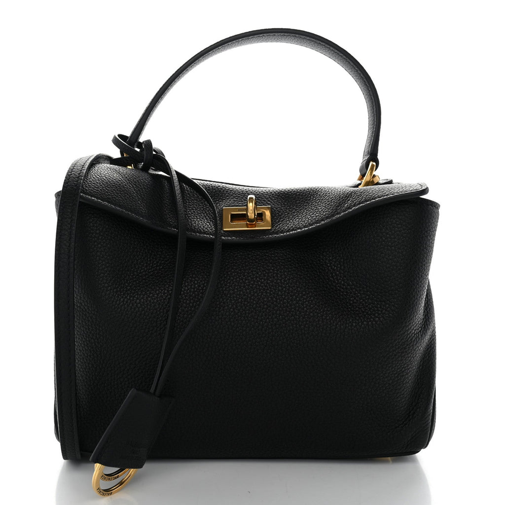 Natural Smooth Calfskin Mini Rodeo Top Handle Handbag Black