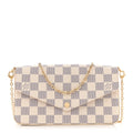 Damier Azur Pochette Felicie Chain Wallet Rose Ballerine