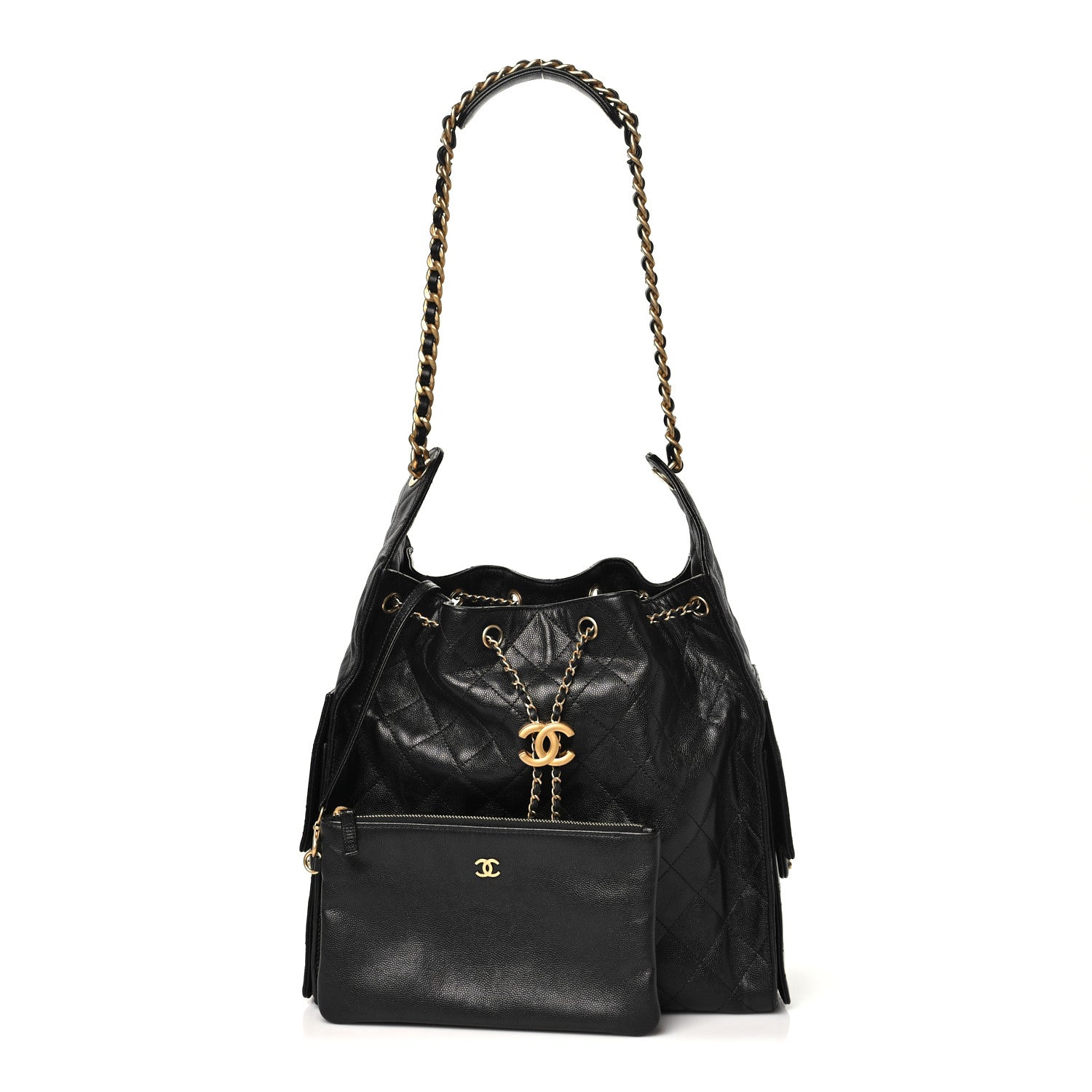 Caviar Quilted Medium Chanel 25 Handbag Black
