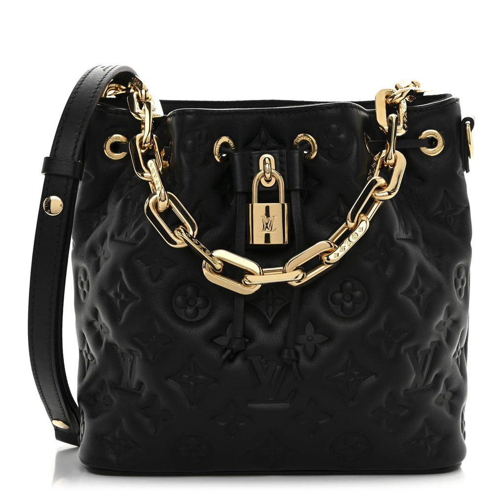 Lambskin Embossed Monogram Coussin Bucket Black
