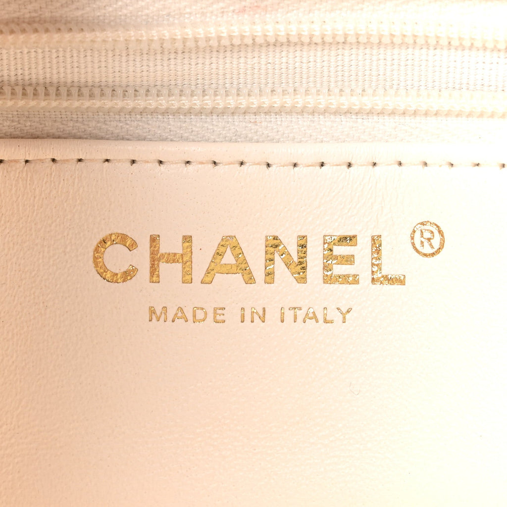 Shiny Aged Calfskin Quilted Nano Kelly Shopper White