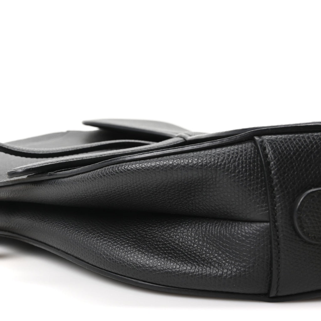 Grained Calfskin Saddle Bag Black
