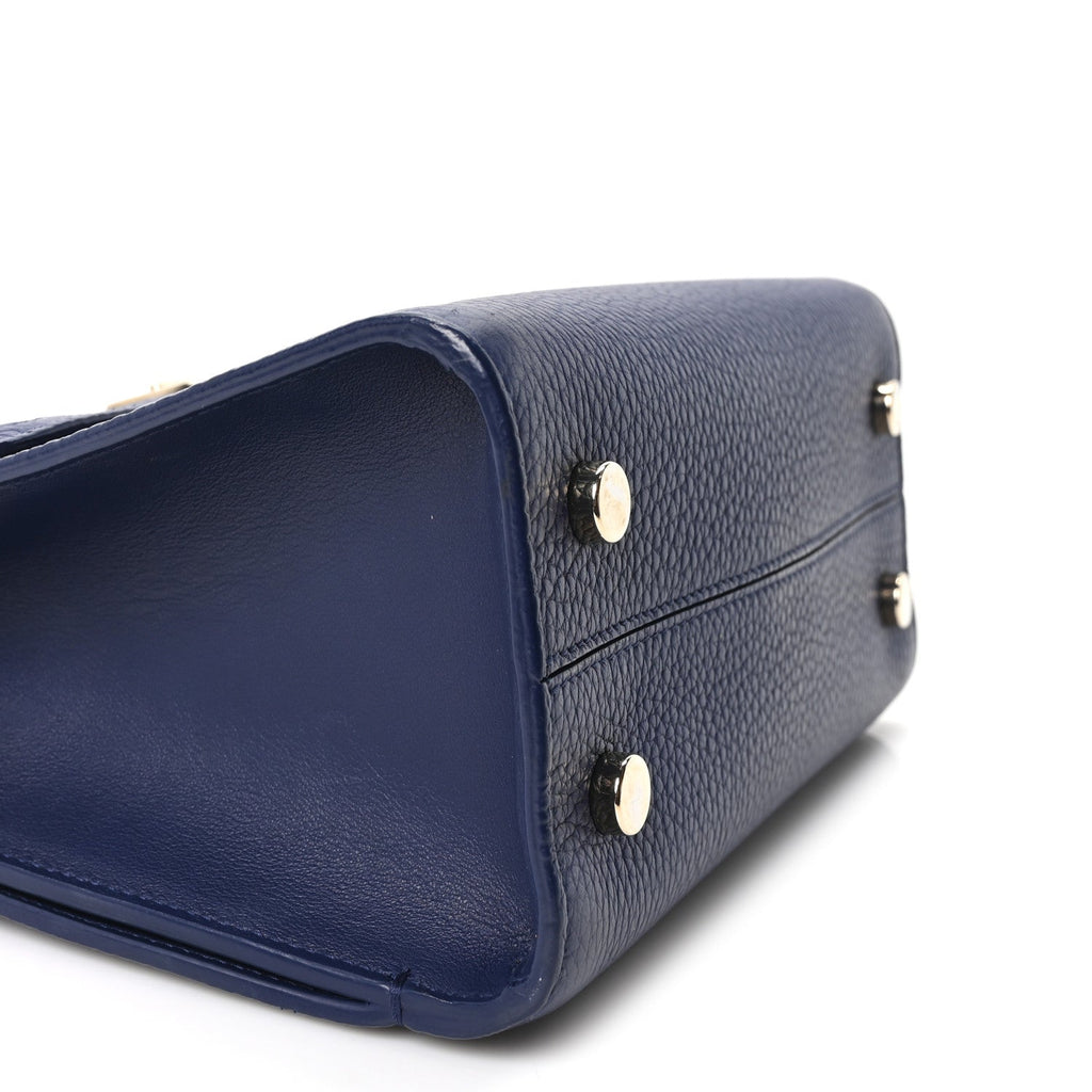 Grained Calfskin Mini Diorever Flap Blue Gri
