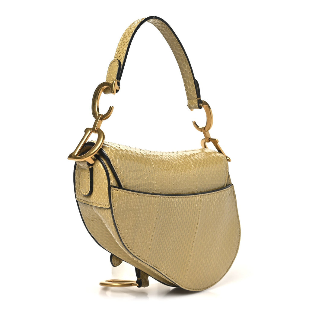 Snakeskin Mini Saddle Bag Green