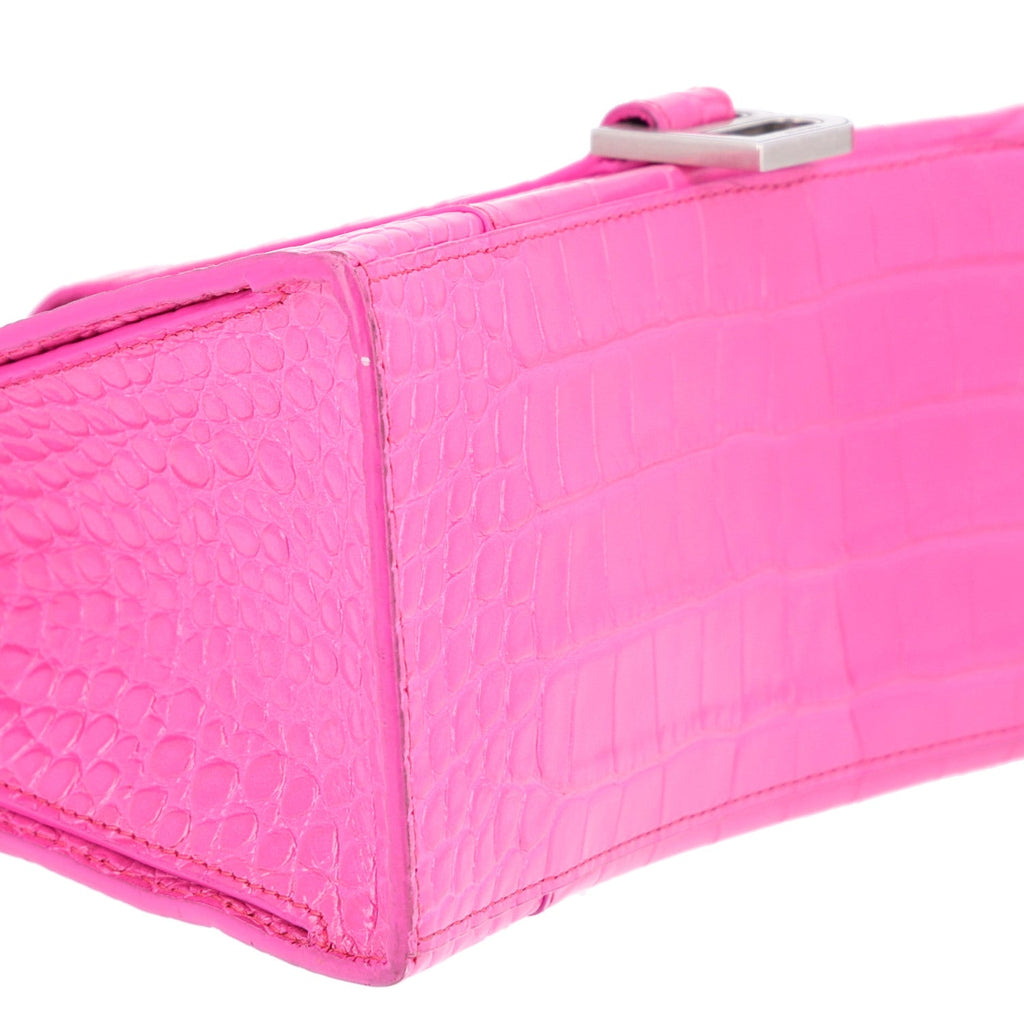 Grained Calfskin XS Hourglass East West Tote Lipstick Pink