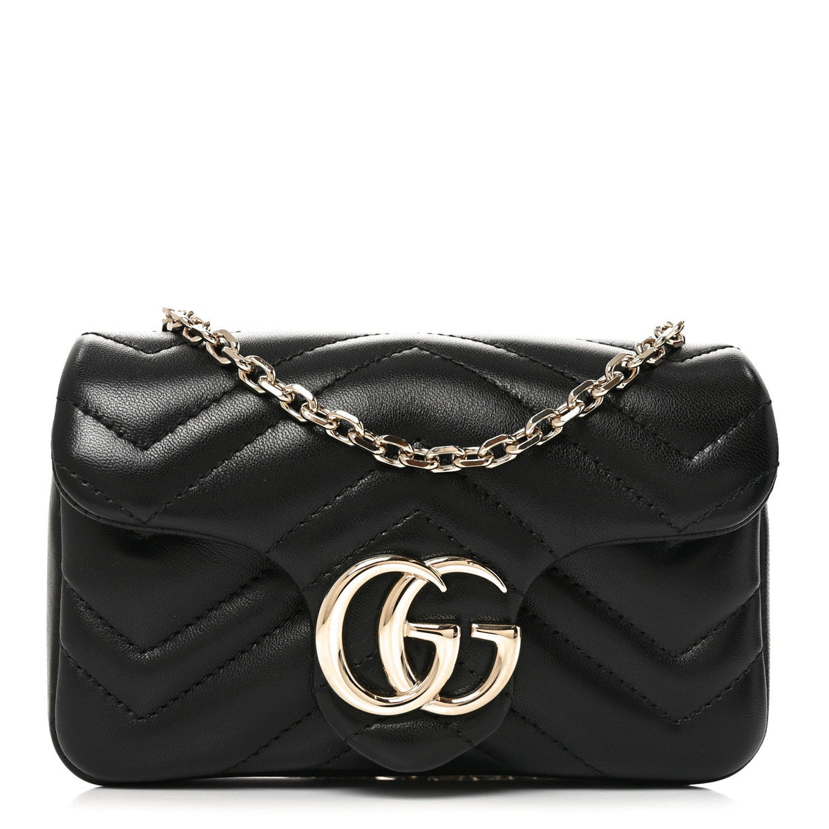 Lambskin Matelasse Mini GG Marmont Shoulder Bag Black