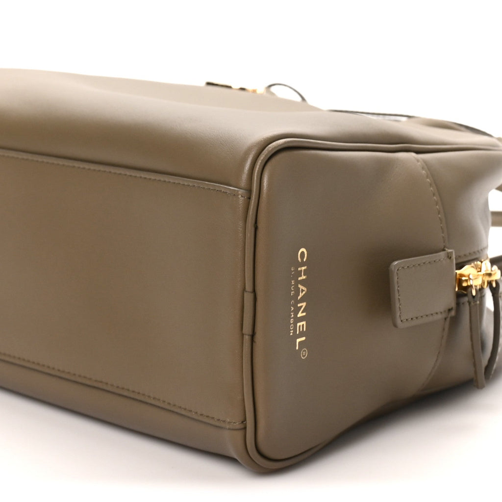 Calfskin Large Perfect Bowling Bag Dark Khaki