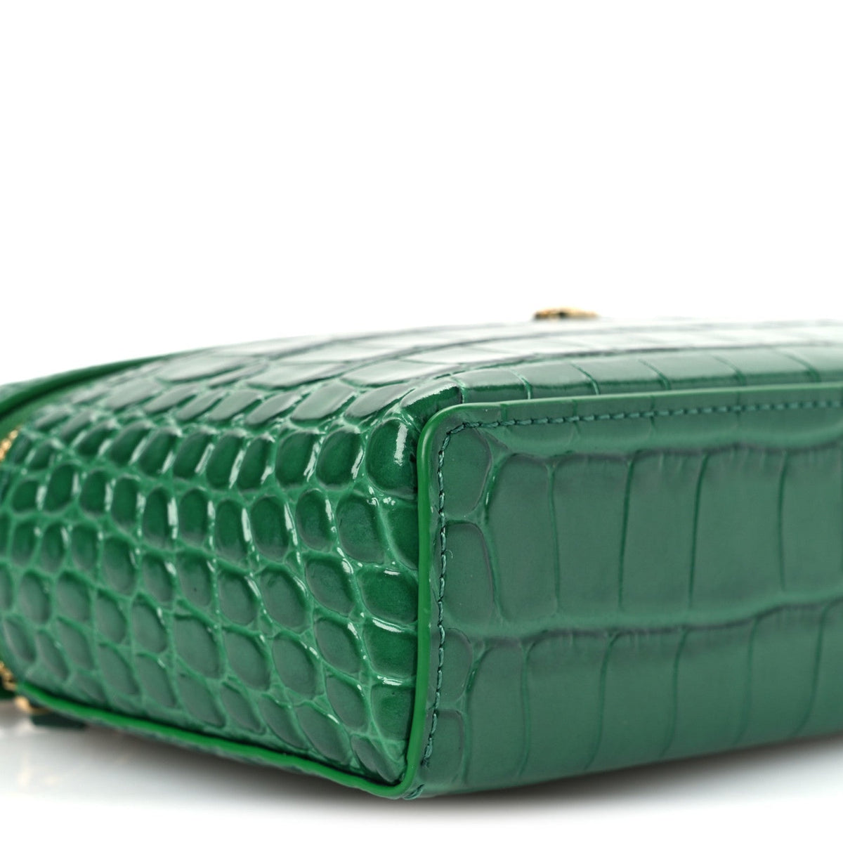Calfskin Crocodile Embossed Crococo Exoticoco Vanity With Chain Emerald