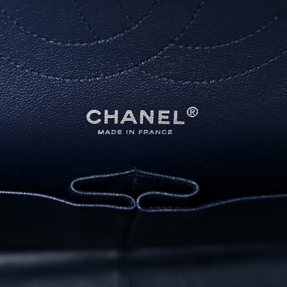 Lambskin Quilted Jumbo Double Flap Navy