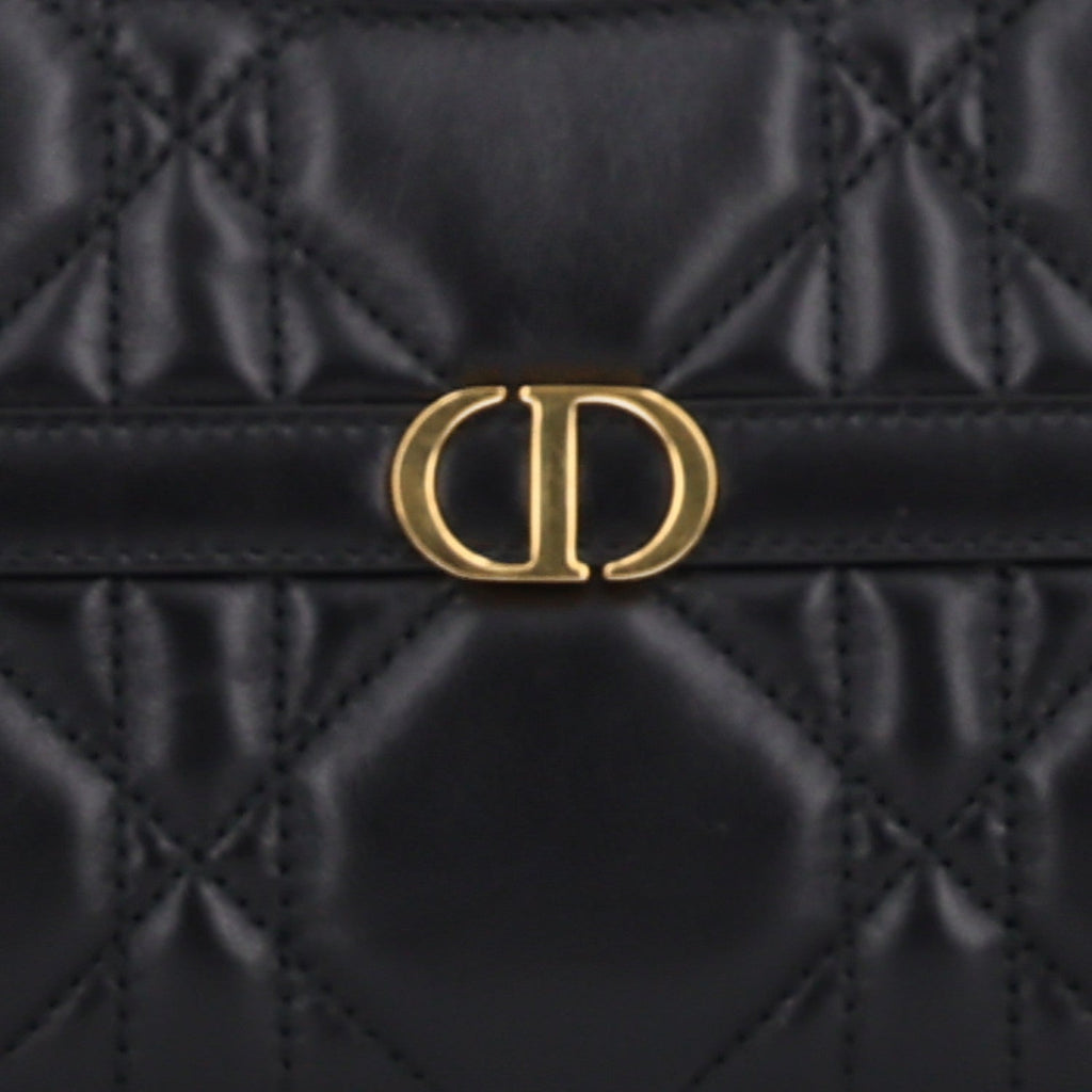 Calfskin Macrocannage Miss Caro Mini Hobo Bag Black