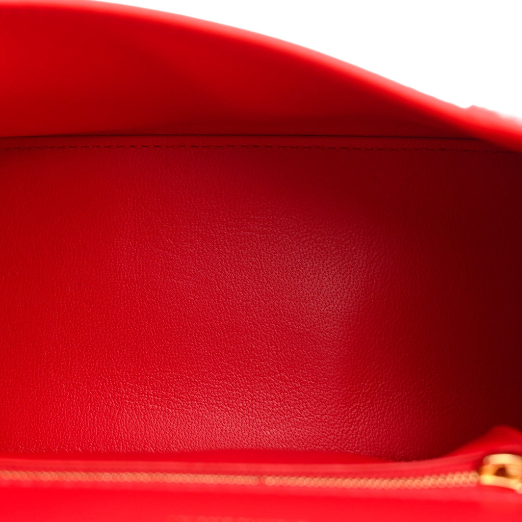 Shiny Box Calfskin Small Hourglass Top Handle Bag Bright Red