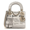Calfskin Newspaper Printed Mini Lady Dior Black White