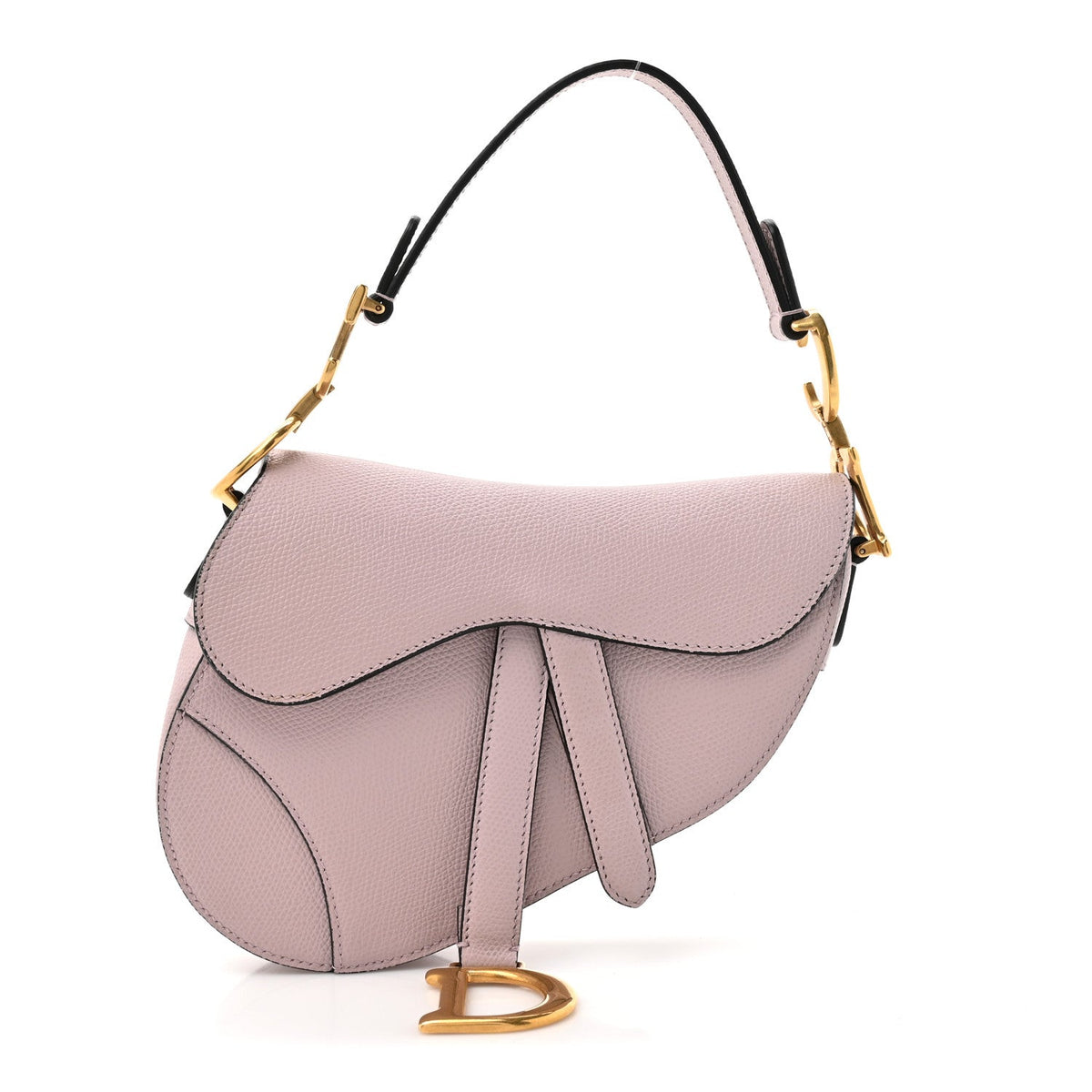 Grained Calfskin Mini Saddle Bag Light Pink