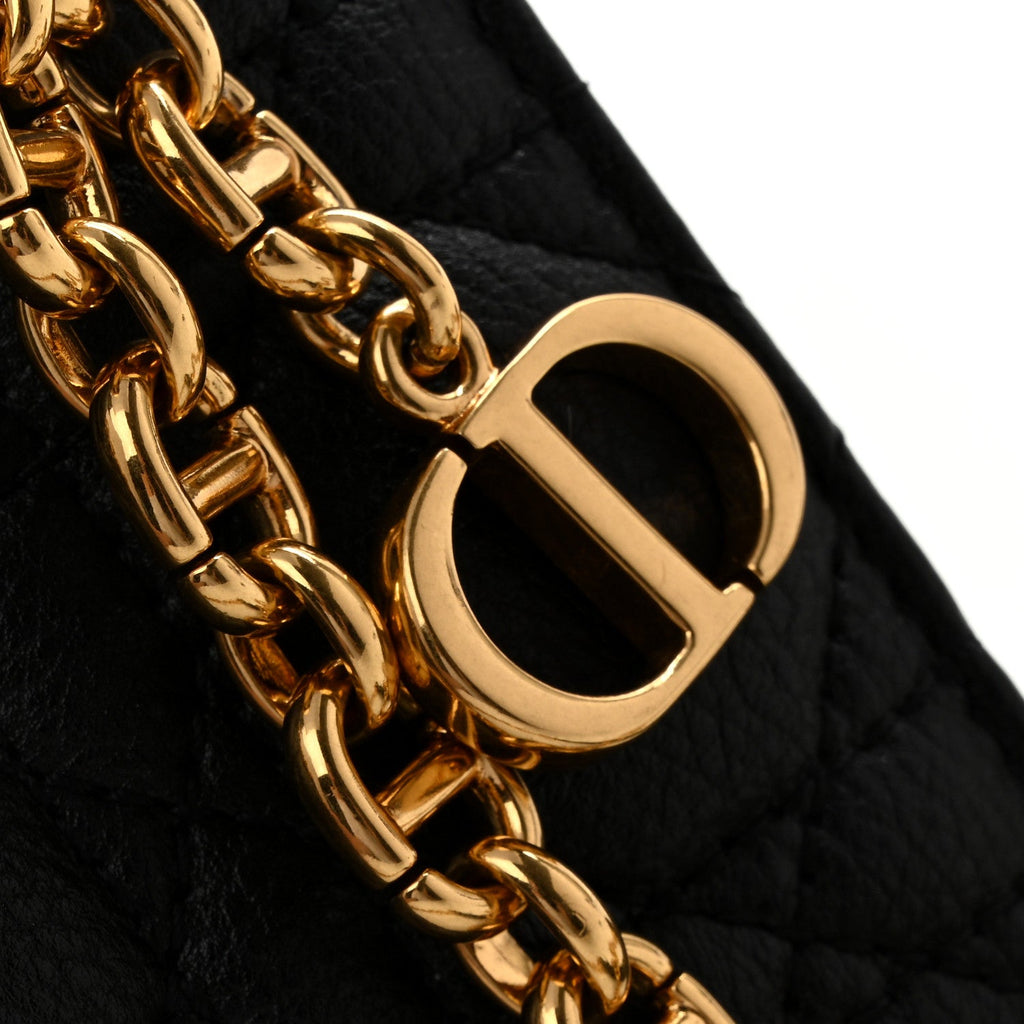Supple Calfskin Caro Pouch with Chain Black