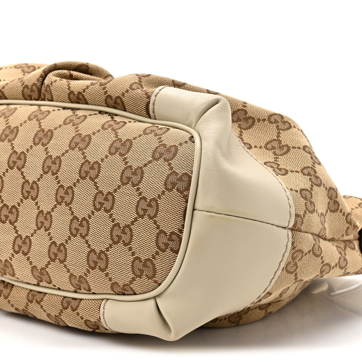 Monogram Margaux Calfskin Medium Sukey Top Handle Bag Beige Ebony Mystic White