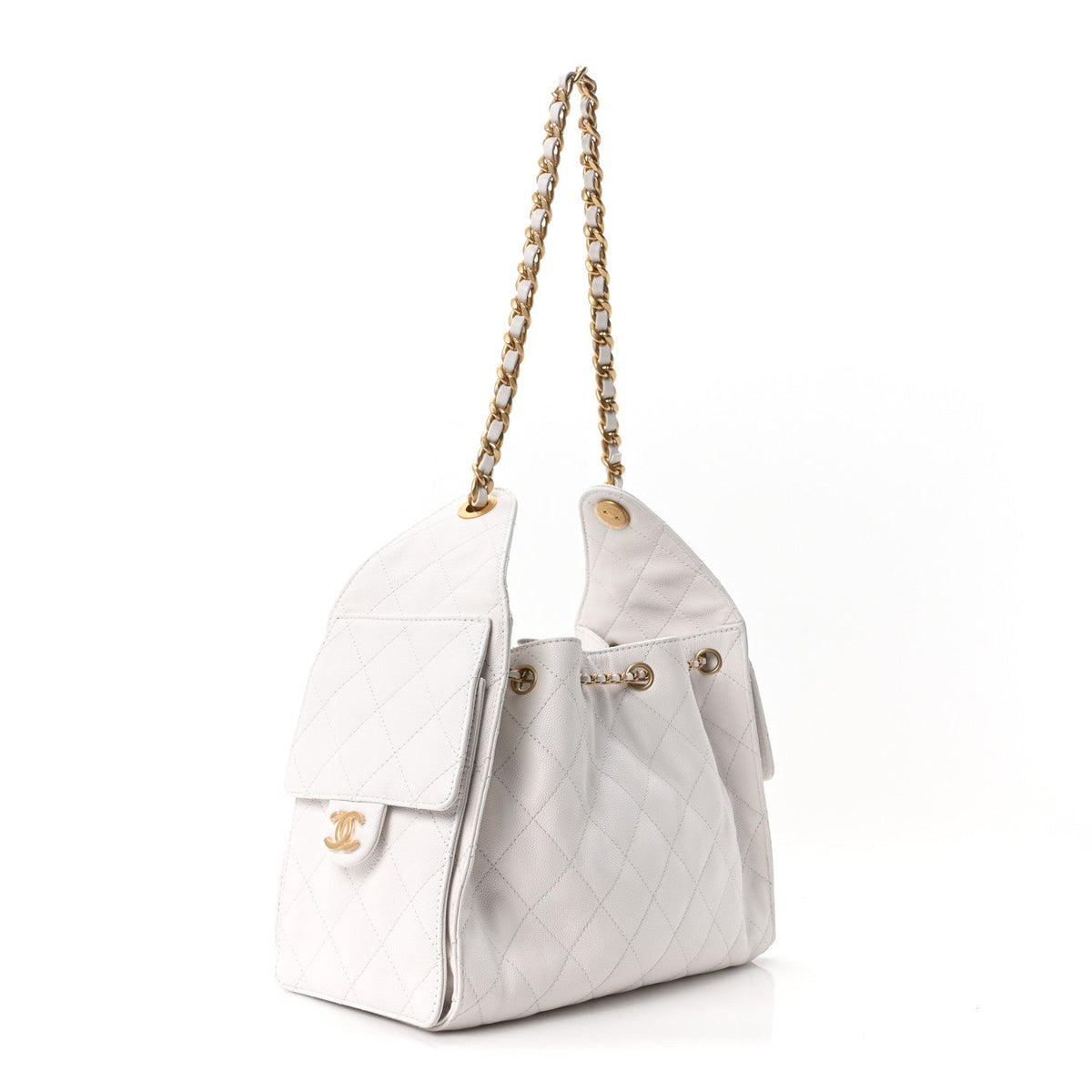 Caviar Quilted Small Chanel 25 Handbag White