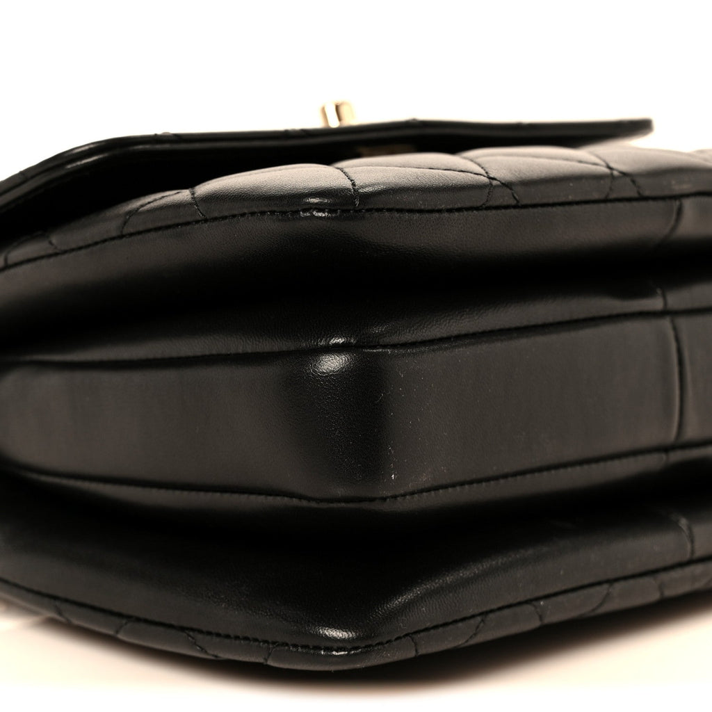 Lambskin Quilted Mini Trendy CC Dual Handle Flap Bag Black
