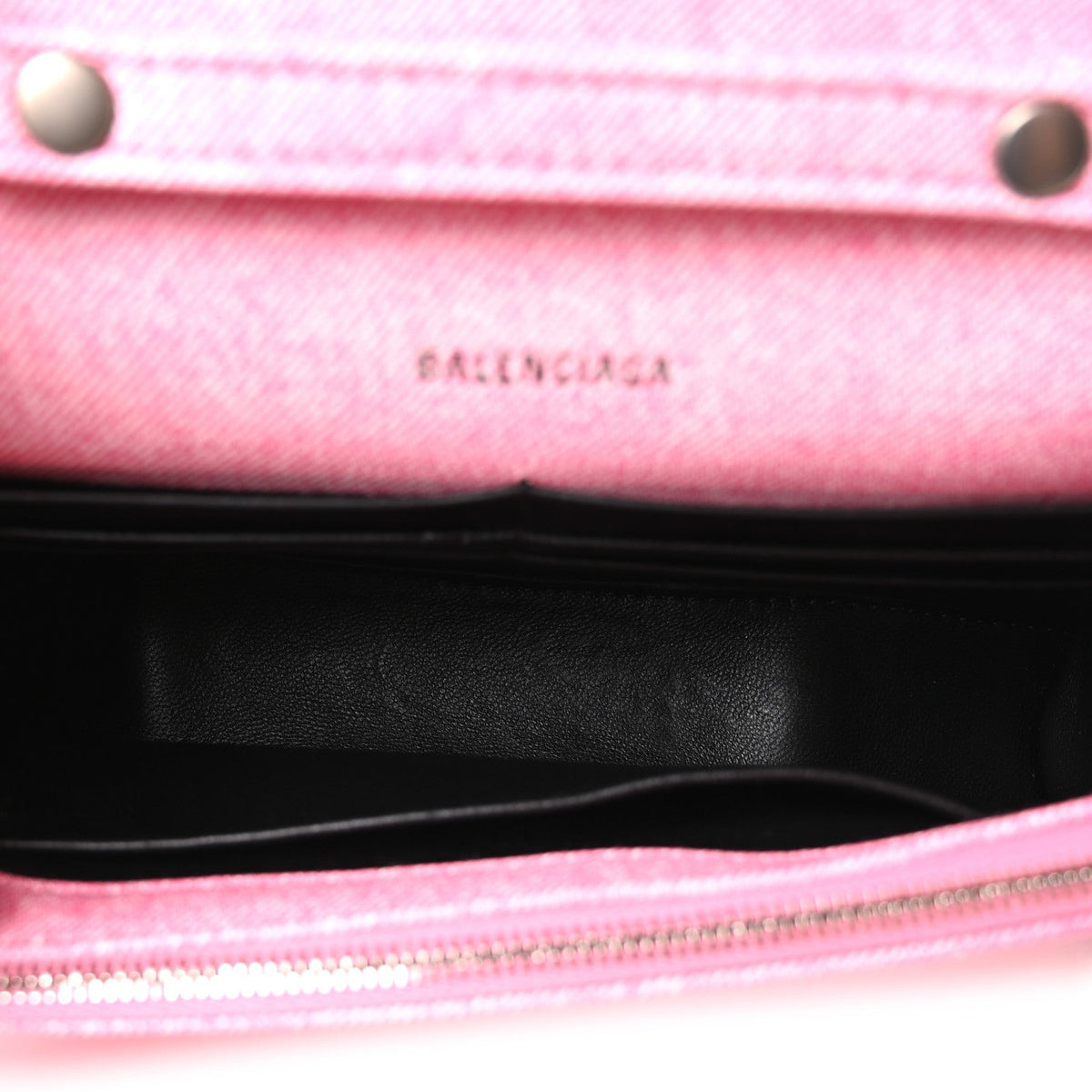 Nappa Denim Printed Hourglass Chain Bag Denim Pink