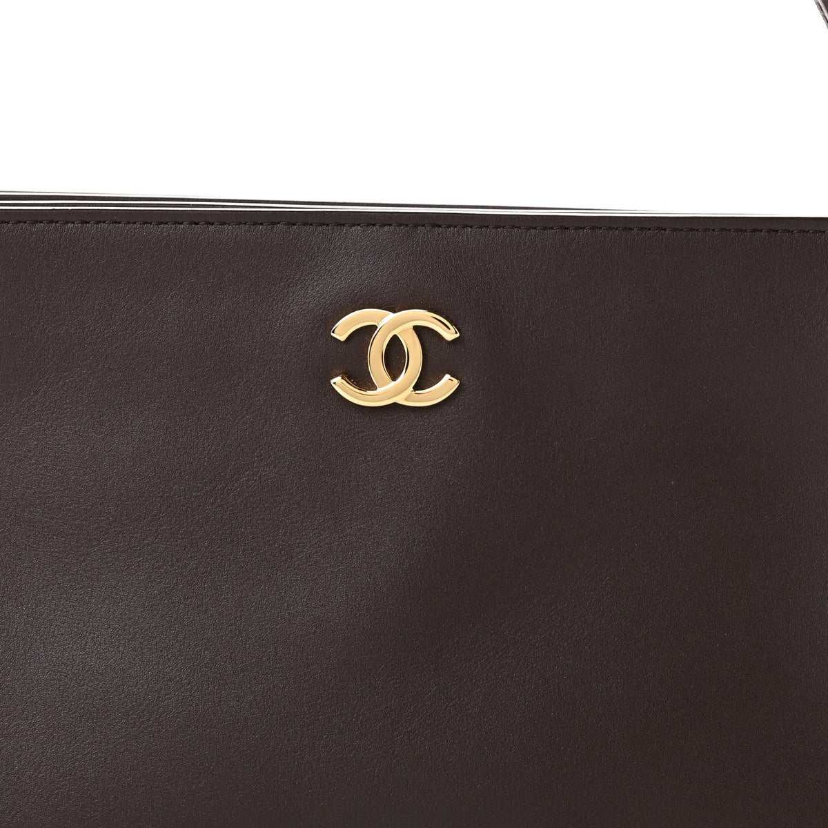 Calfskin Chick Studs Clutch Dark Brown