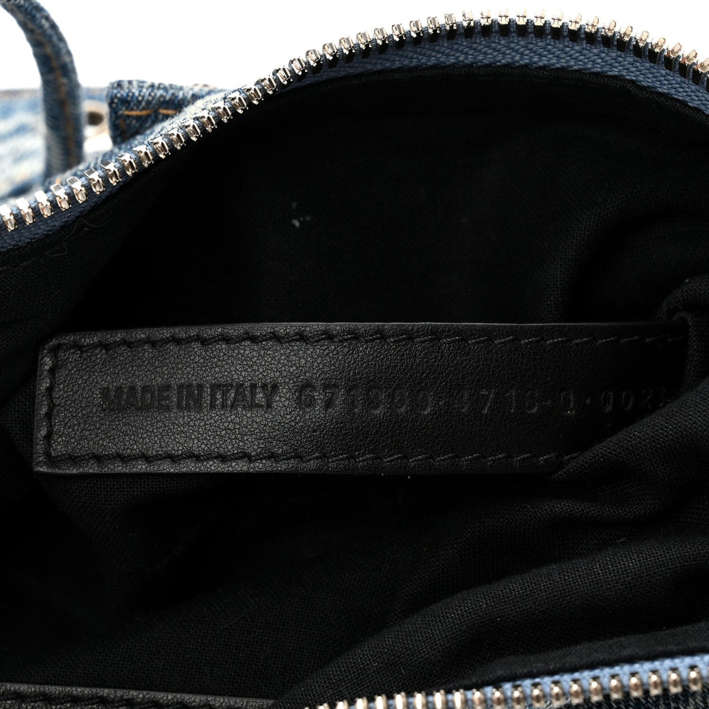 Denim BB Monogram Le Cagole Shoulder Bag XS Blue