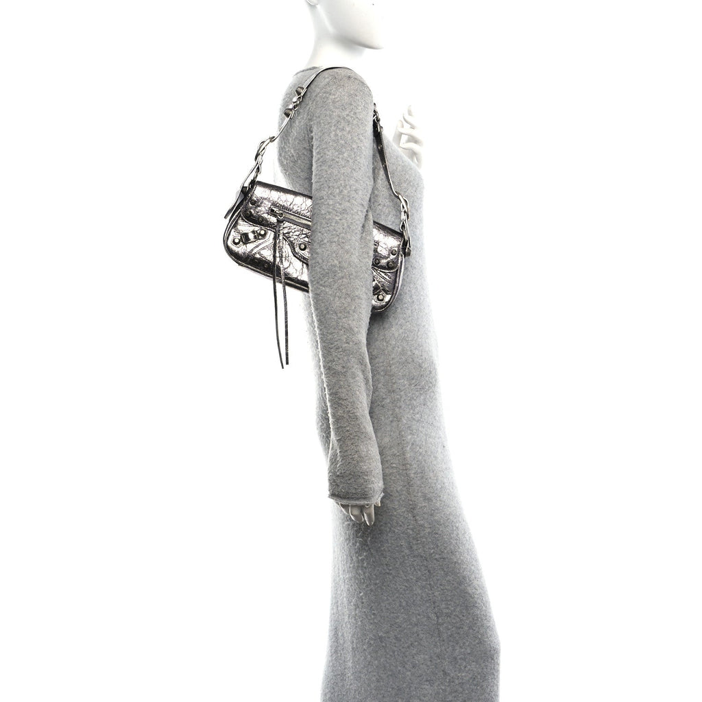 Metallic Agneau Arena Small Le Cagole Sling Bag Silver