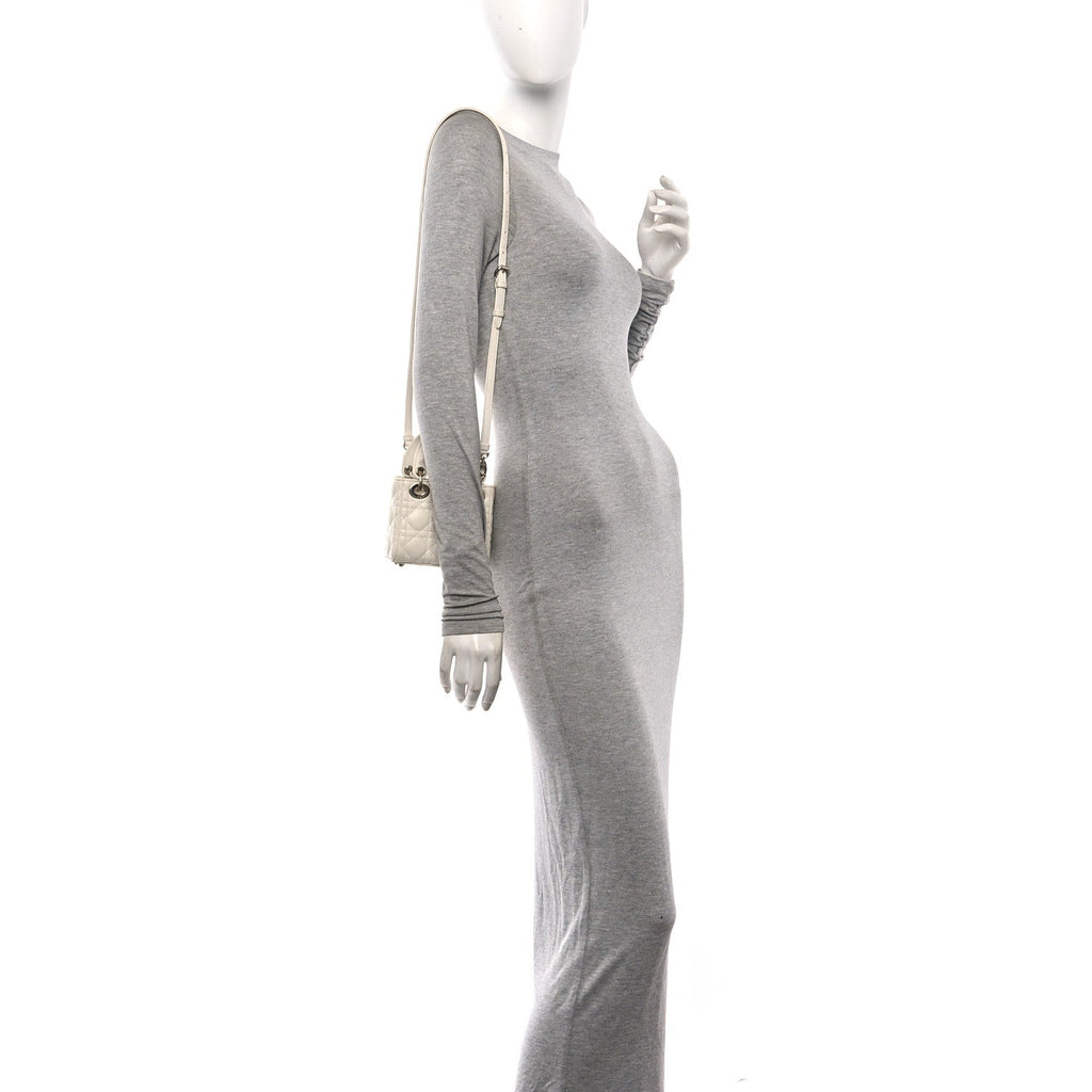 Lambskin Cannage Micro Lady Dior Latte