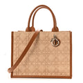 Raffia Macro Cannage Medium Book Tote Natural