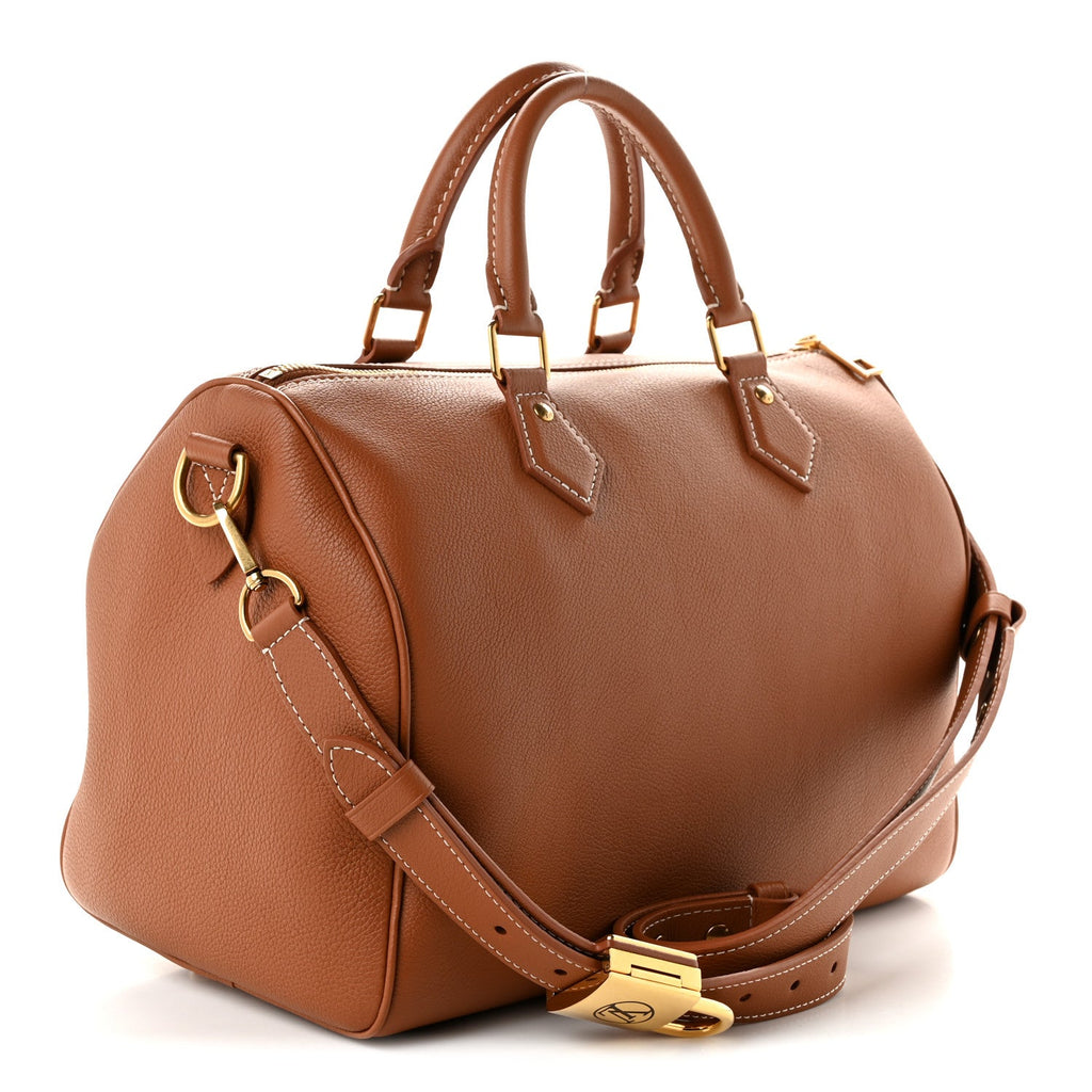 Grained Calfskin Low Key Speedy 30 Cognac