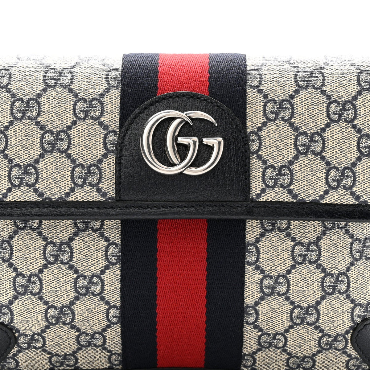 GG Supreme Monogram Web Small Ophidia Belt Bag 90 36 Beige Navy