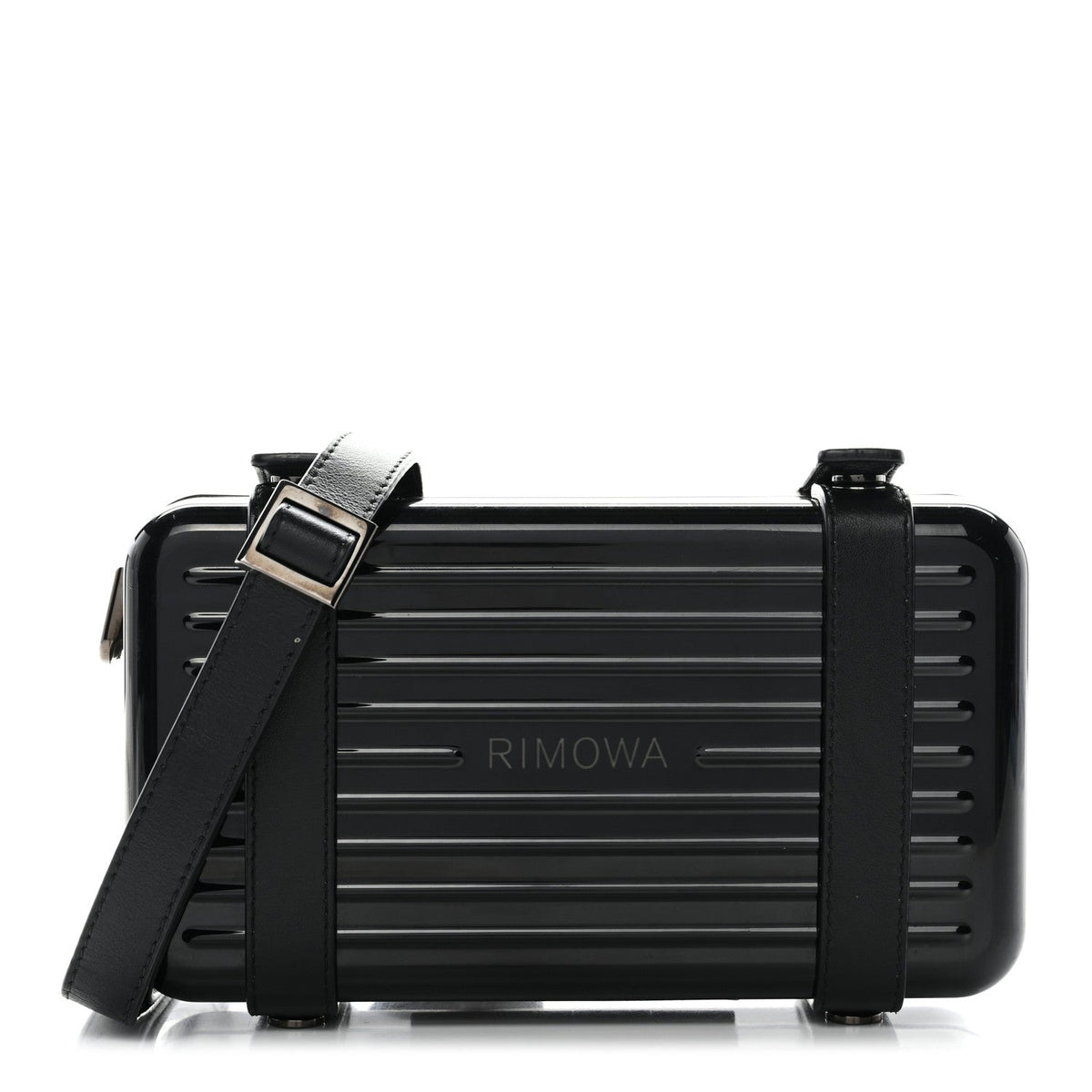 X RIMOWA Aluminum Personal Clutch On Strap Black