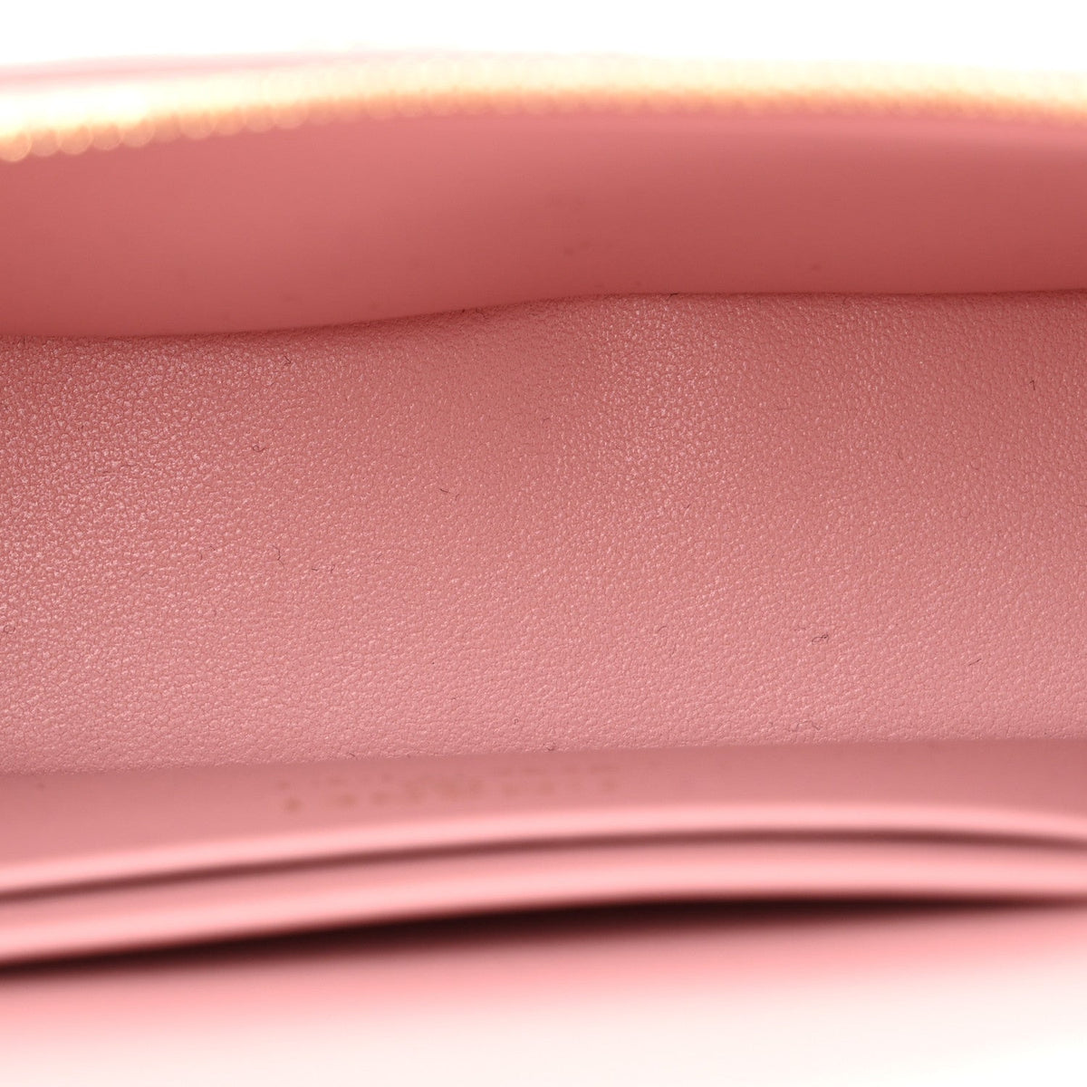 Calfskin Crocodile Embossed Crococo Top Handle Slim Vanity Case With Chain Light Pink