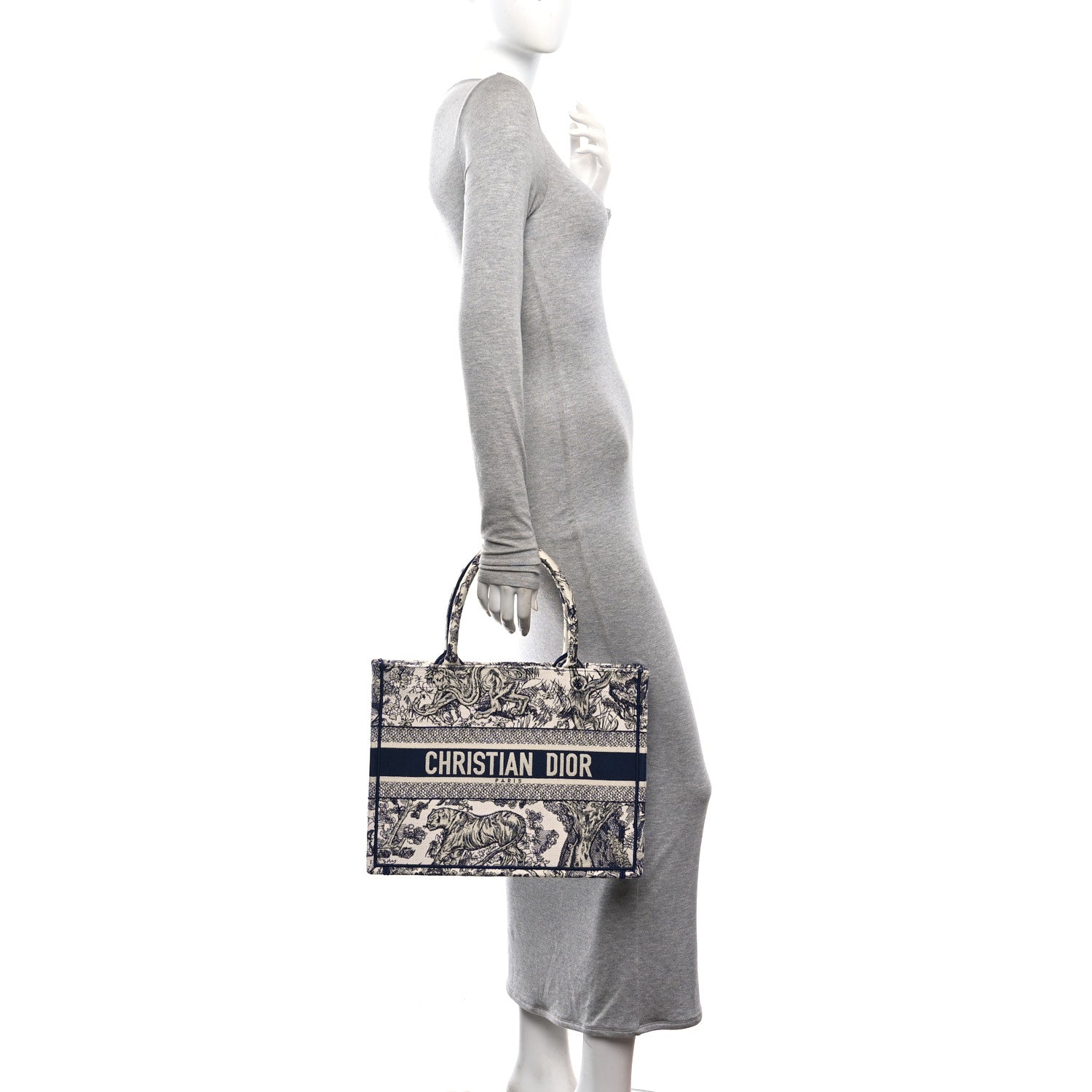 Canvas Embroidered Medium Dioriviera Toile De Jouy Book Tote Blue