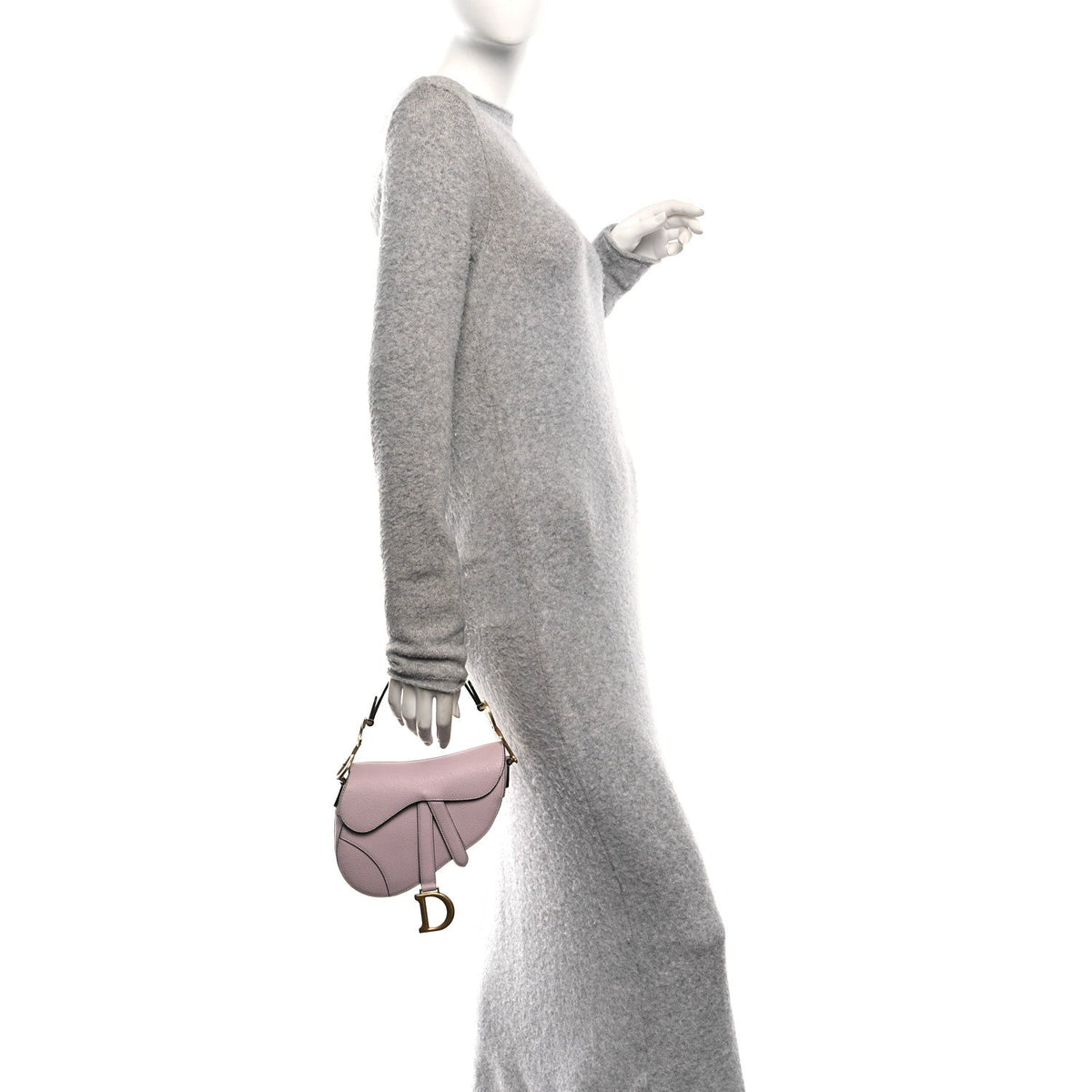 Grained Calfskin Mini Saddle Bag Light Pink