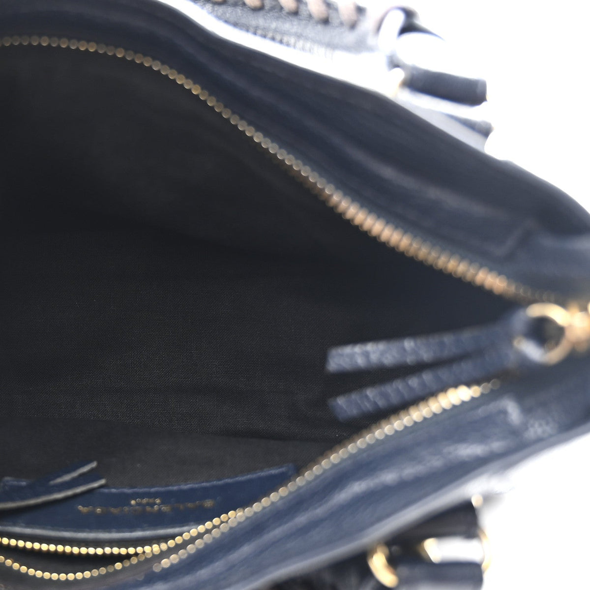 Chevre Gold Metallic Edge Hardware Mini City  Bleu Nuit Dark Sea