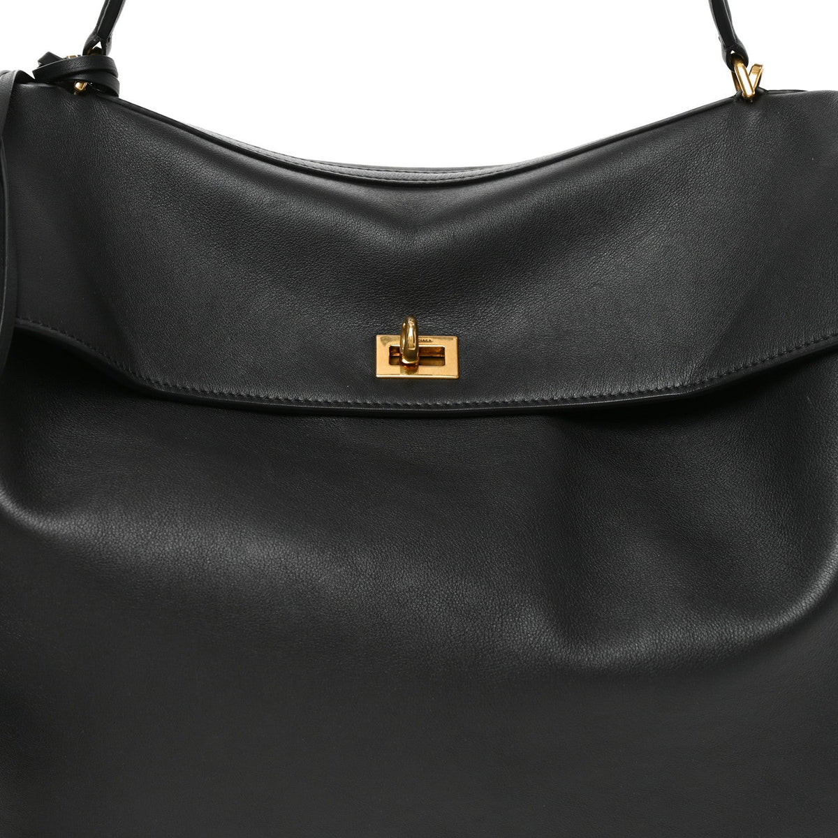 Smooth Calfskin Large Rodeo Top Handle Handbag Black