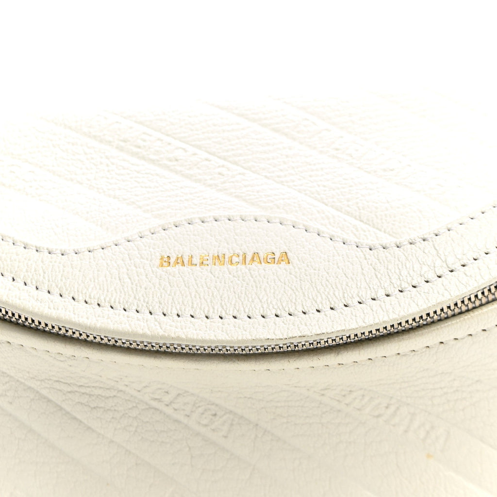 Shiny Goatskin Allover Logo Embossed XXS Souvenir Belt Bag White