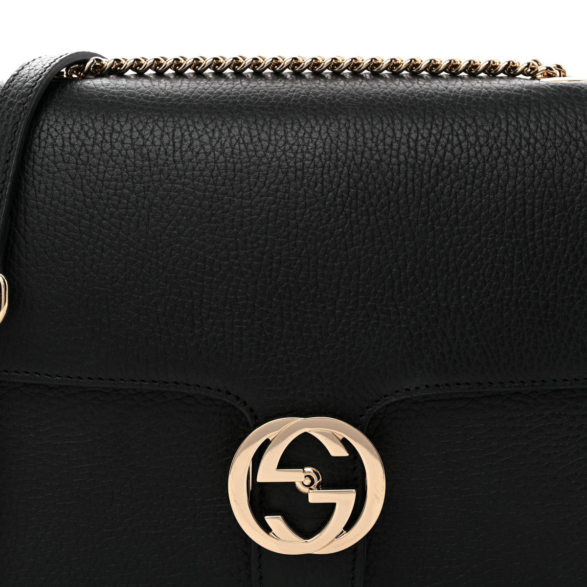 Dollar Calfskin Interlocking G Shoulder Bag Black