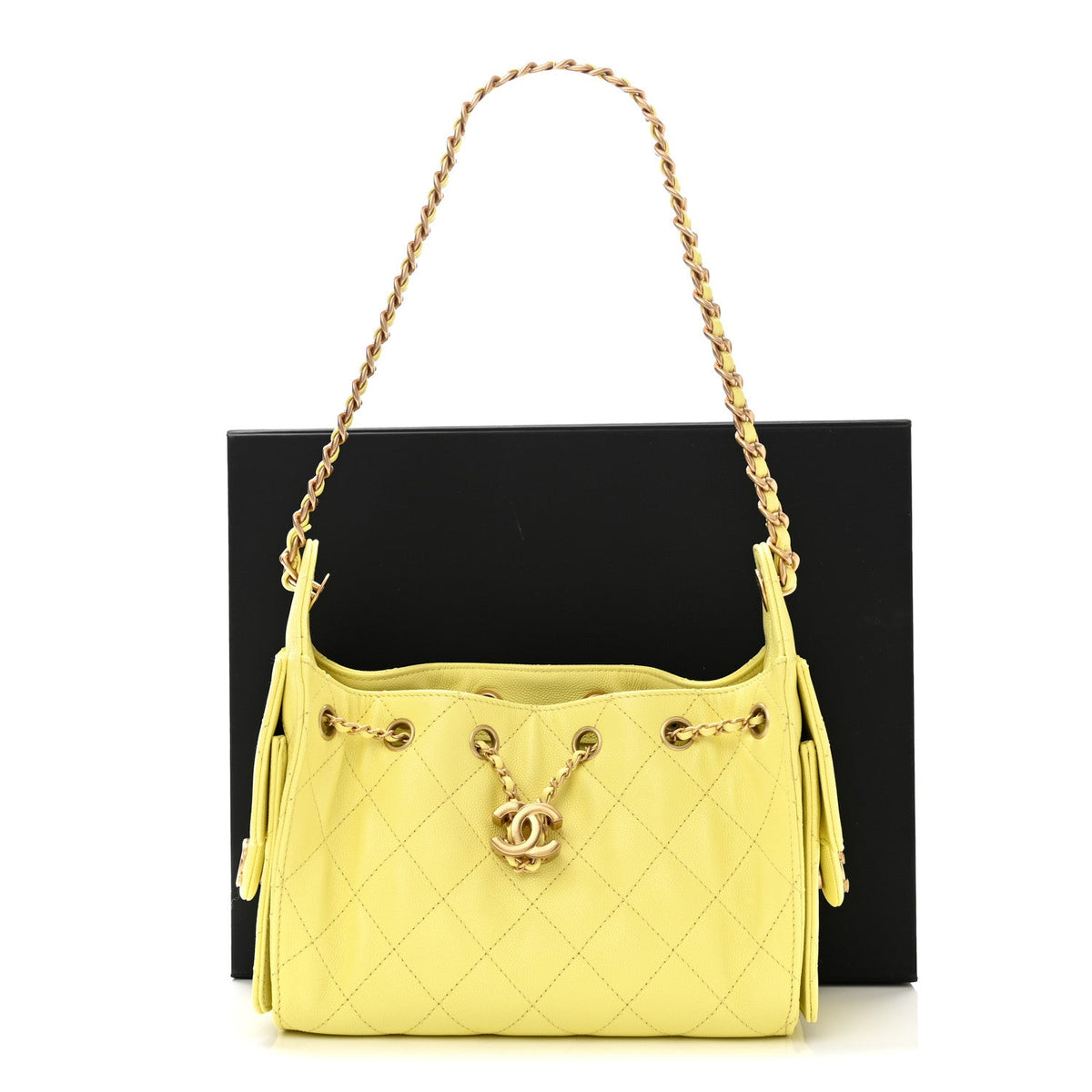 Caviar Quilted Mini Chanel 25 Handbag Light Yellow
