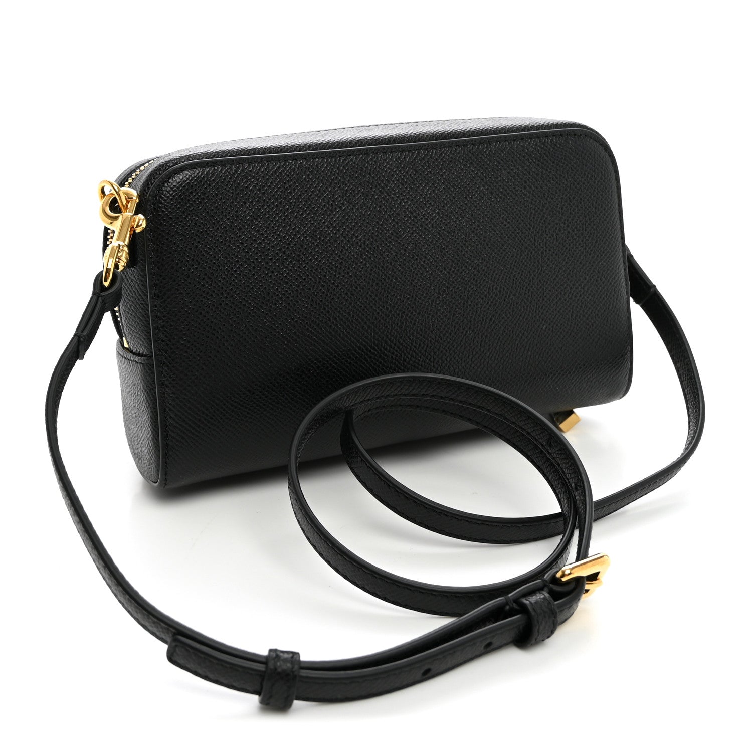 Grained Calfskin Caro Double Pouch Black