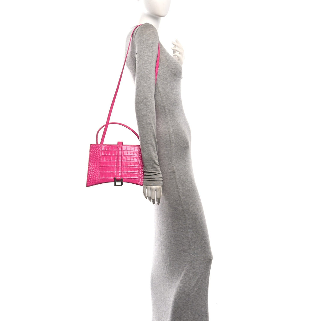 Grained Calfskin XS Hourglass East West Tote Lipstick Pink