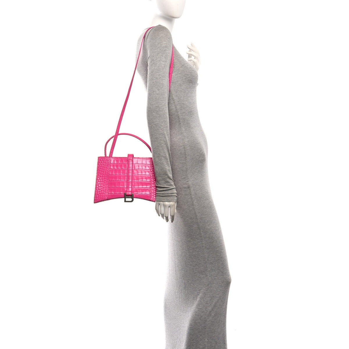 Grained Calfskin XS Hourglass East West Tote Lipstick Pink